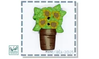 Polymer clay Button Pot of flowers N.21