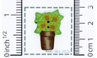 Polymer clay Button Pot of flowers N.21