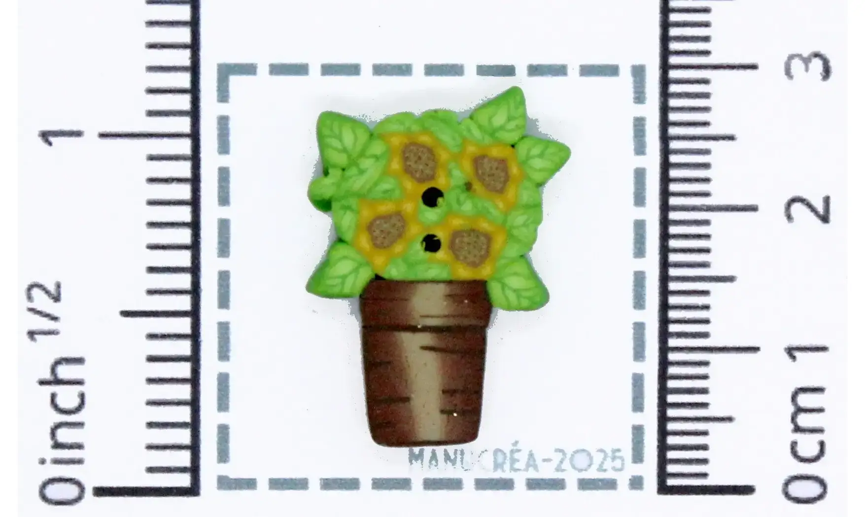 Polymer clay Button Pot of flowers N.21