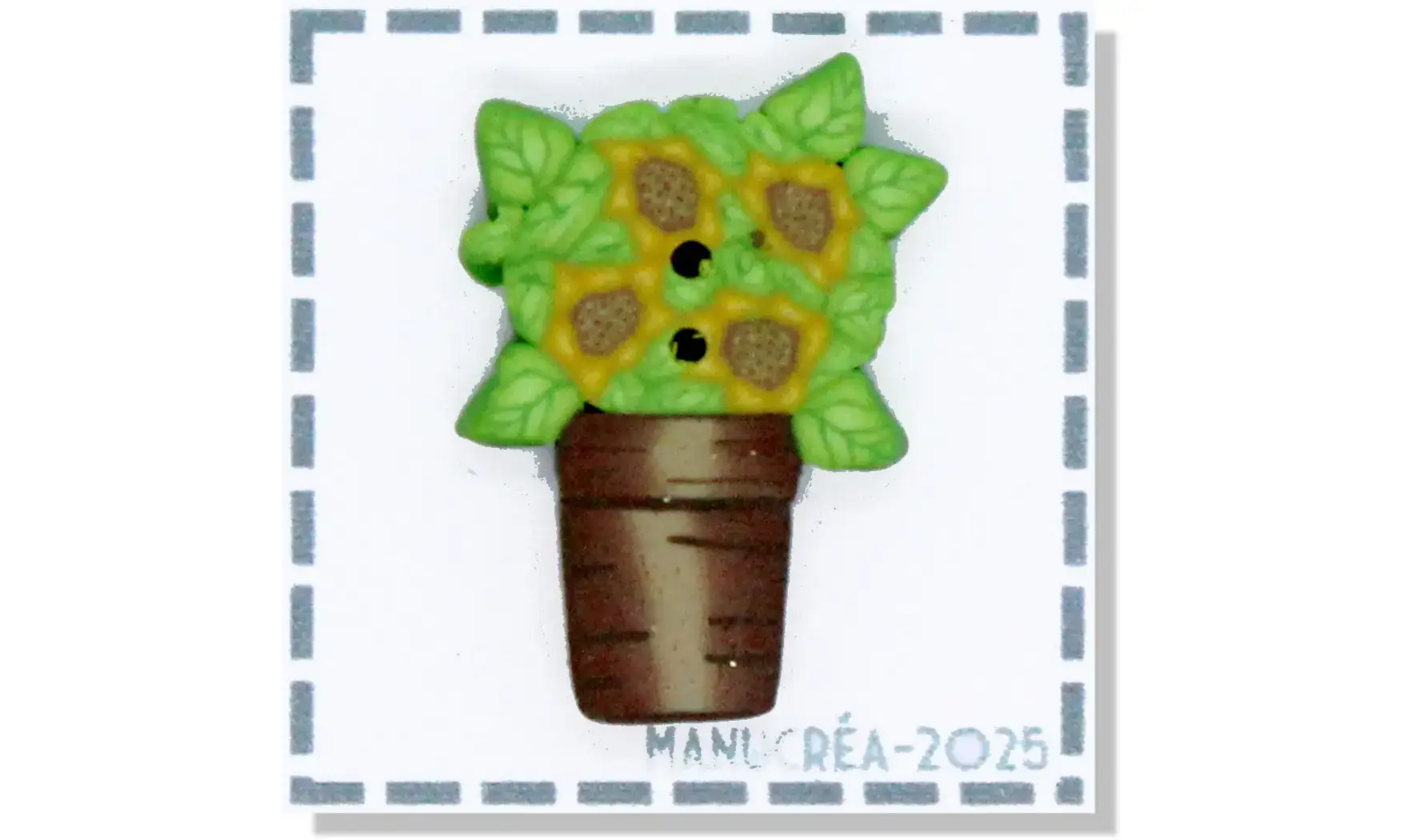 Polymer clay Button Pot of flowers N.21
