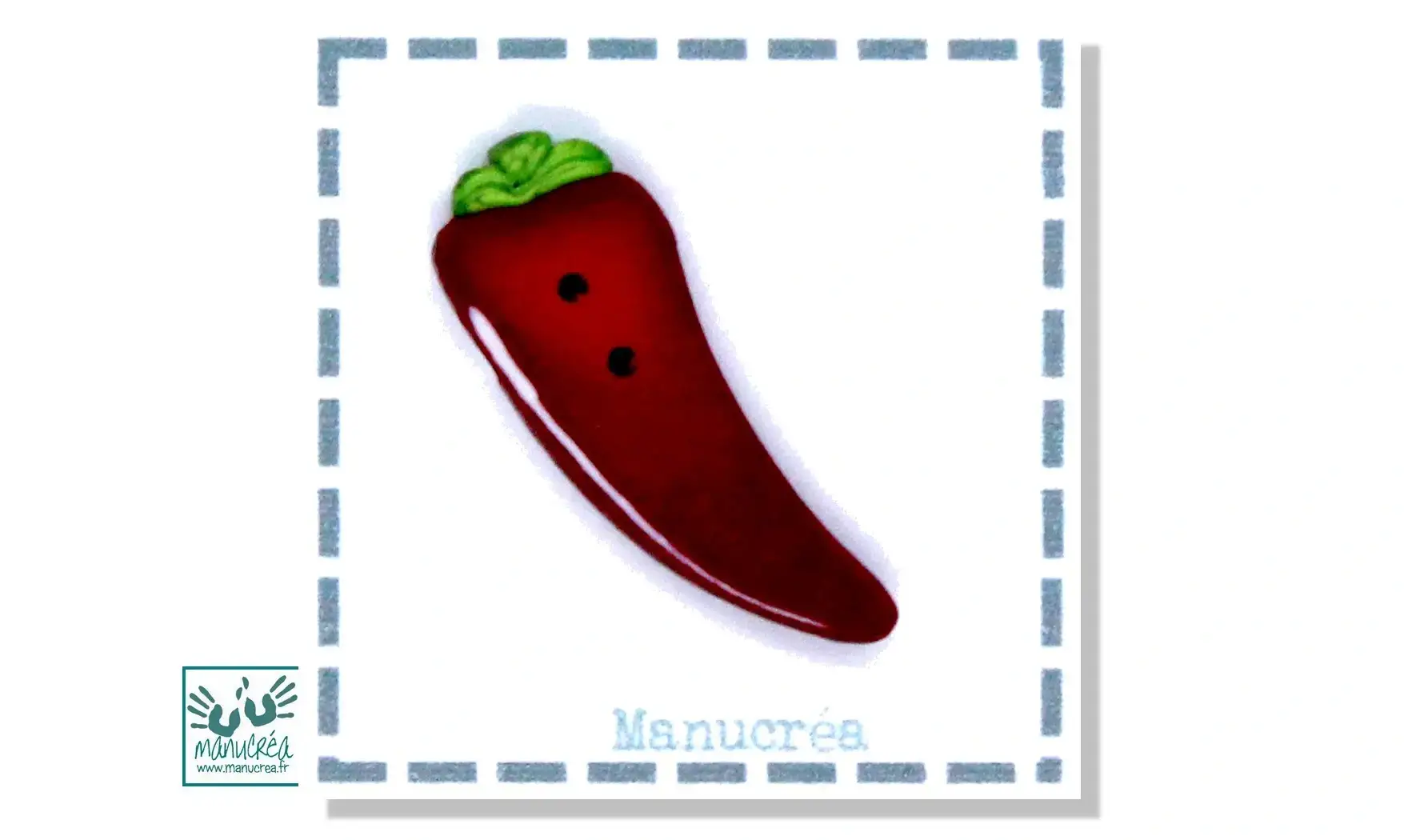Polymer clay Button : Chili Pepper N.1